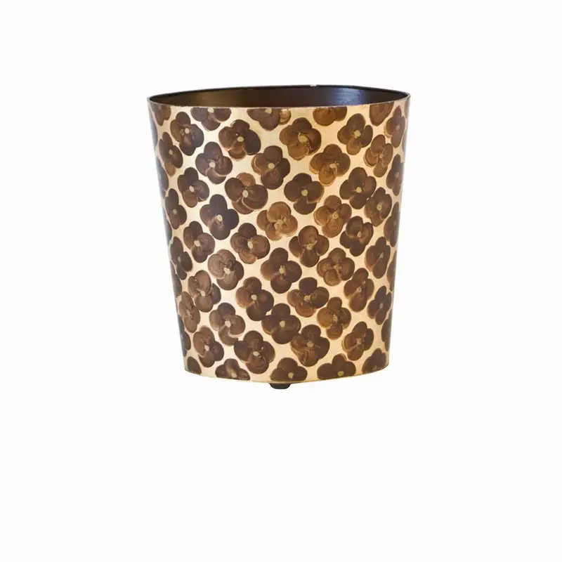 Morocco Brown & Gold Leaf Wastebasket