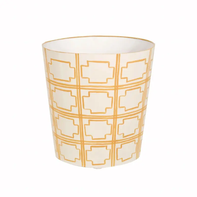Oval Wastebasket with Yellow Squares