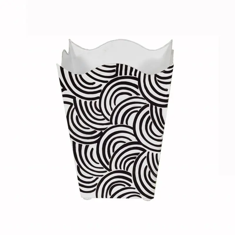 Black & White Square Wave Top Wastebasket