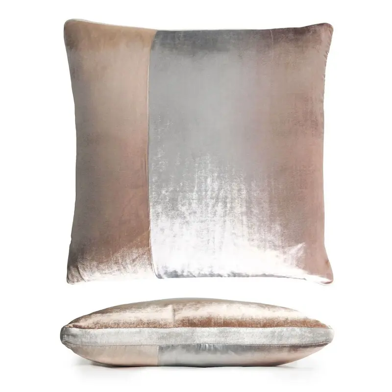 Latte Color Block Velvet Decorative Pillow