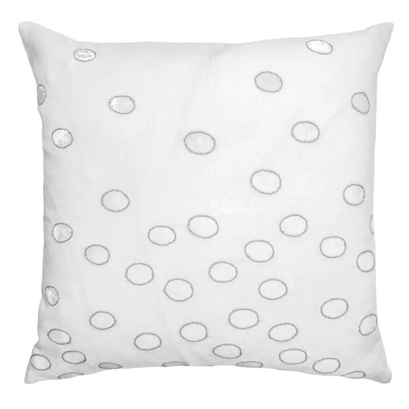 Ovals White & Grey Velvet Appliqu Pillows