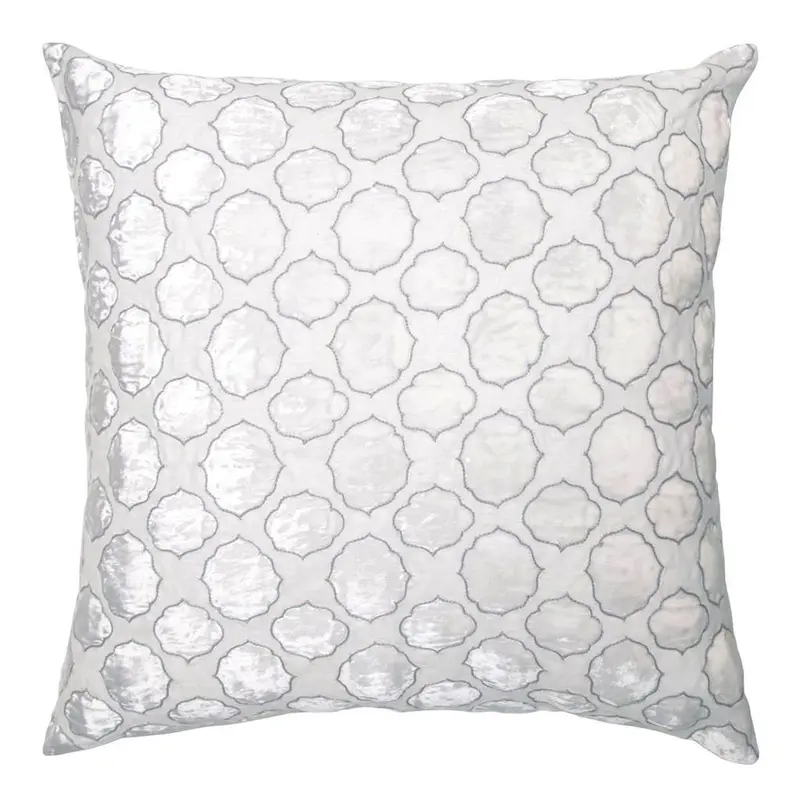 Tile White & Grey Velvet Appliqu Pillow