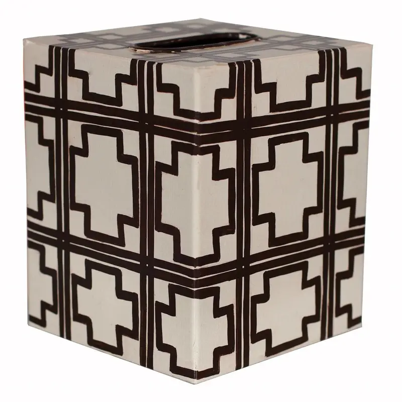 Cream with Brown Squares Tissue Box Cover