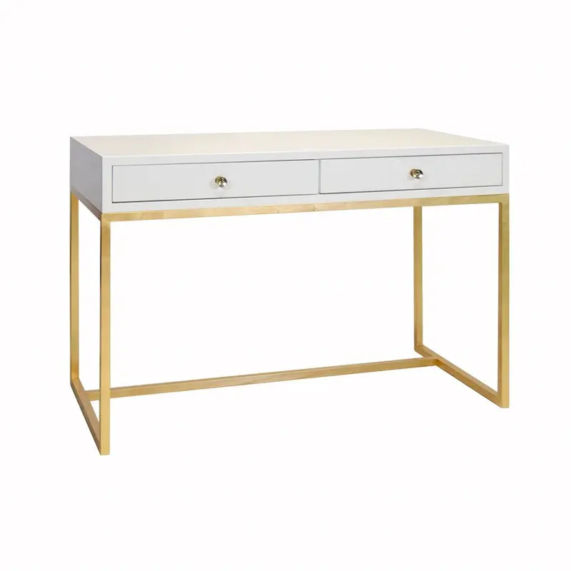 William White Desk with Gold Base
