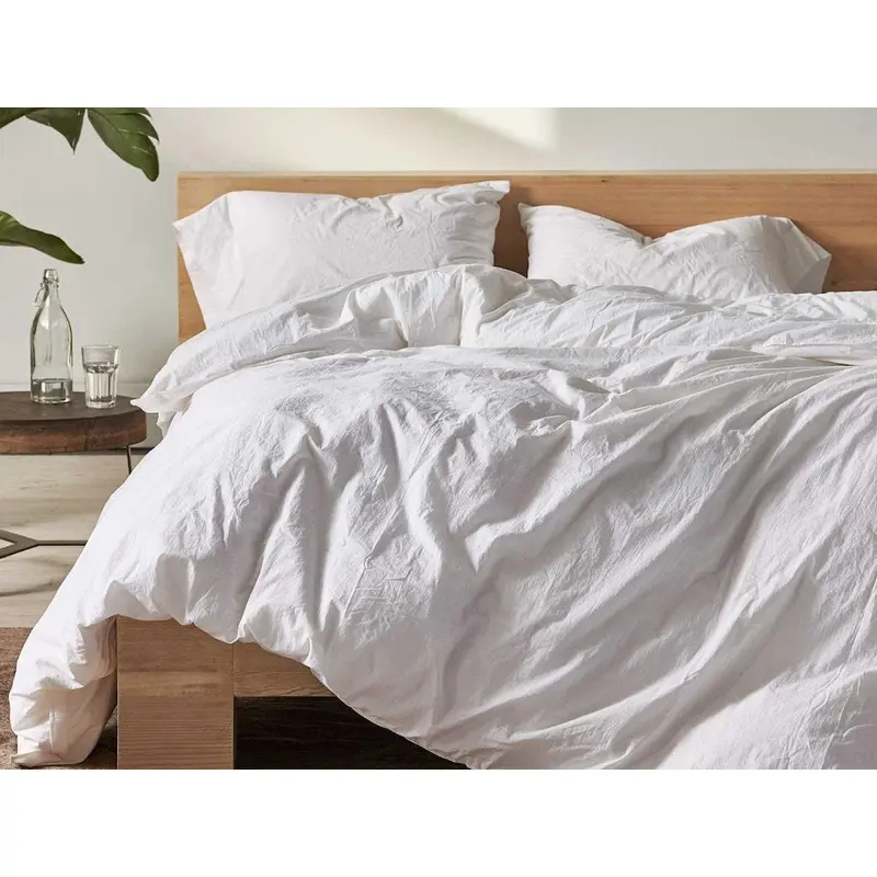 Alpine White Organic Crinkled Percale Duvet Cover