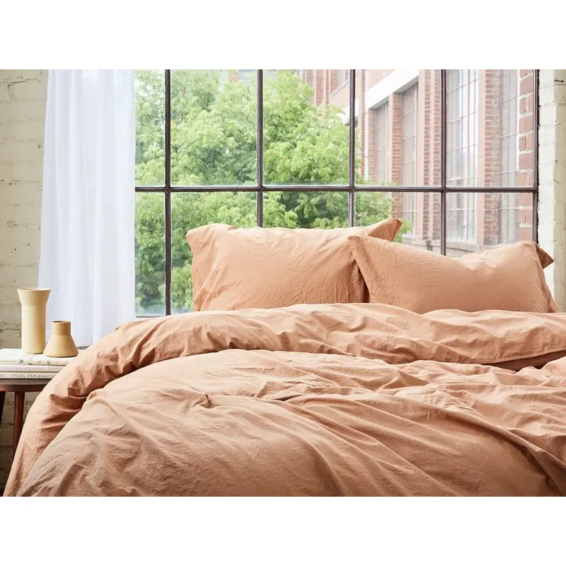 Ginger Organic Crinkled Percale Duvet Cover by Coyuchi