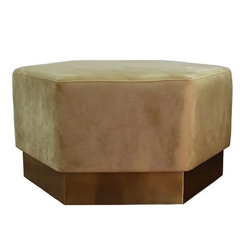 Myra Camel Velvet Hexagon Ottoman by Worlds Away