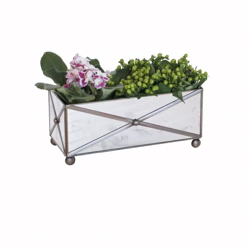Rectangular Crosshatch Mirrored Planter