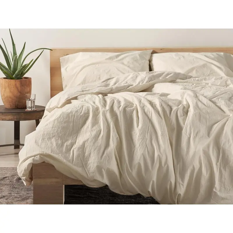 Undyed Organic Crinkled Percale Duvet Cover by Coyuchi