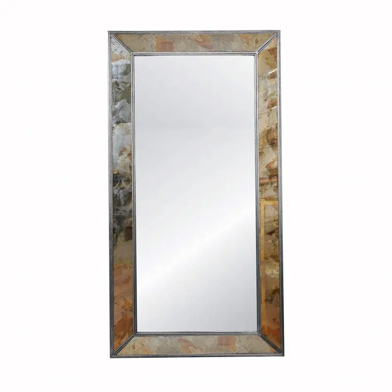 Dion Floor Mirror with Silver Leaf Edging