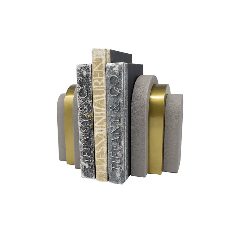 Hart Antique Brass & Grey Shagreen Bookends (Pair)