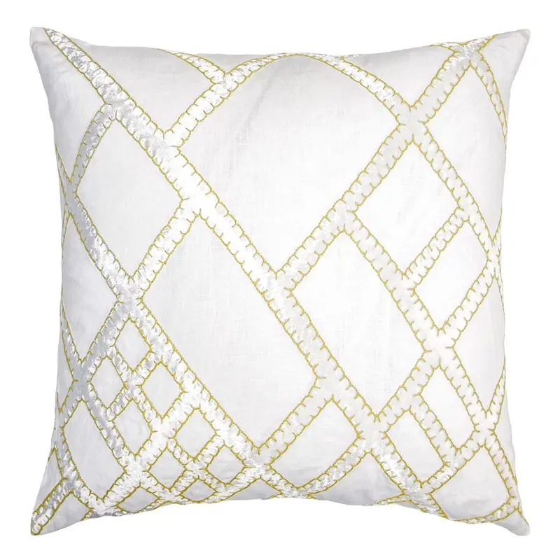 Yellow Net Velvet Appliqu Pillow by Kevin O'Brien Studio