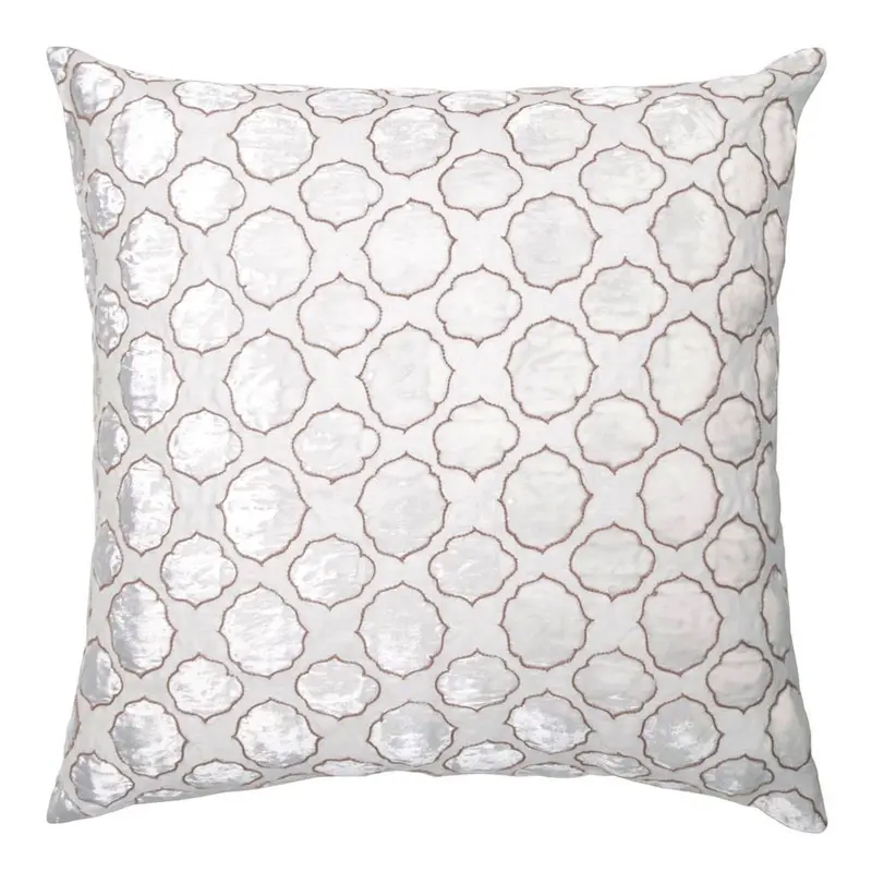 Latte Tile Velvet Appliqu Pillow by Kevin O'Brien Studio