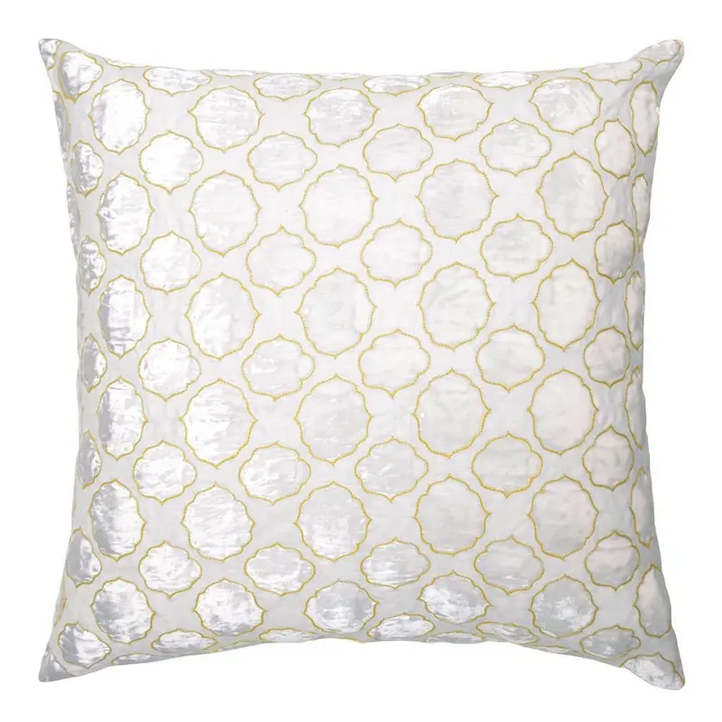 Yellow Tile Velvet Appliqu Pillow by Kevin O'Brien Studio