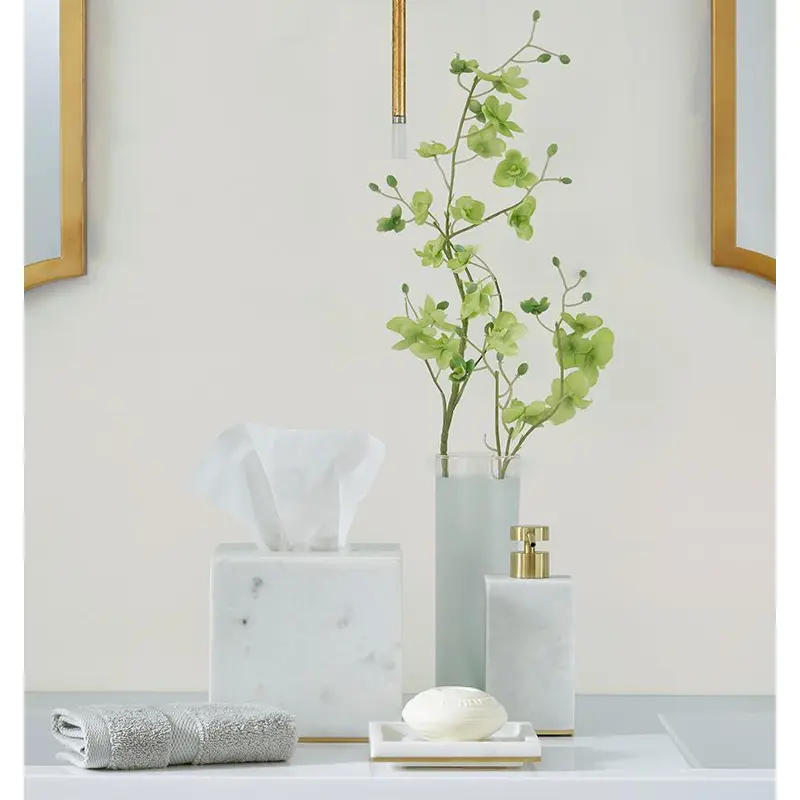 Pietra White Marble Bath Accessories by Sferra