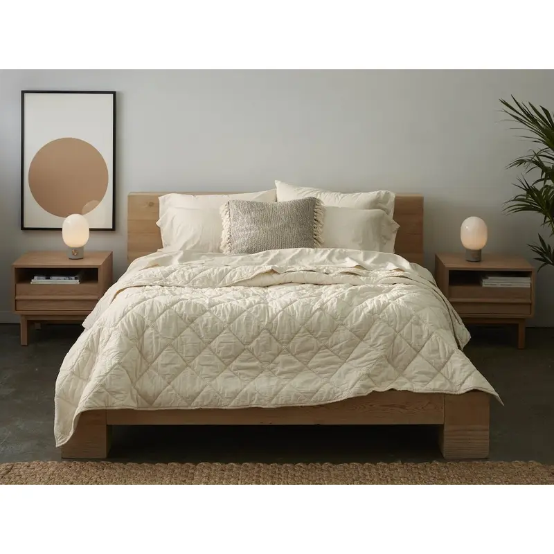 Undyed Diamond Stitched Organic Cotton Comforter