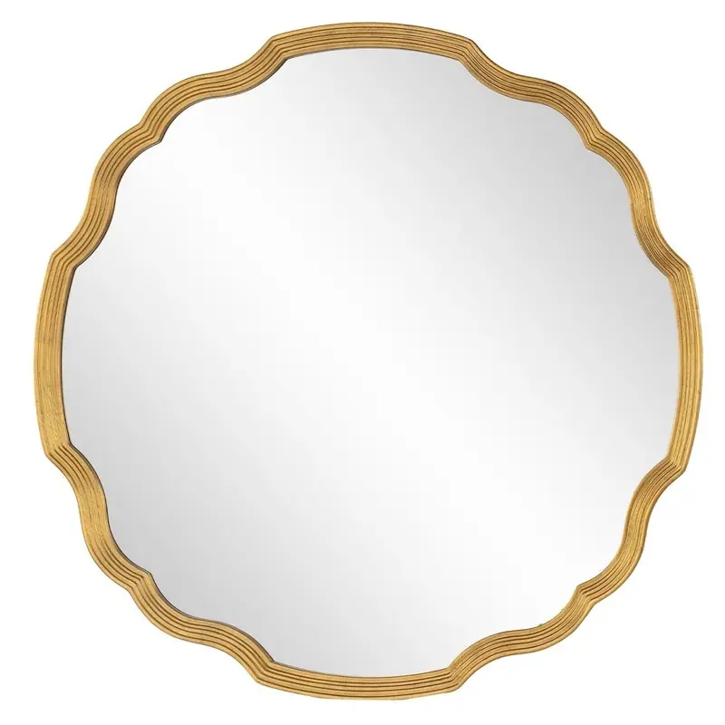 Distressed Gold Leaf Leaf Round Chippendale Mirror