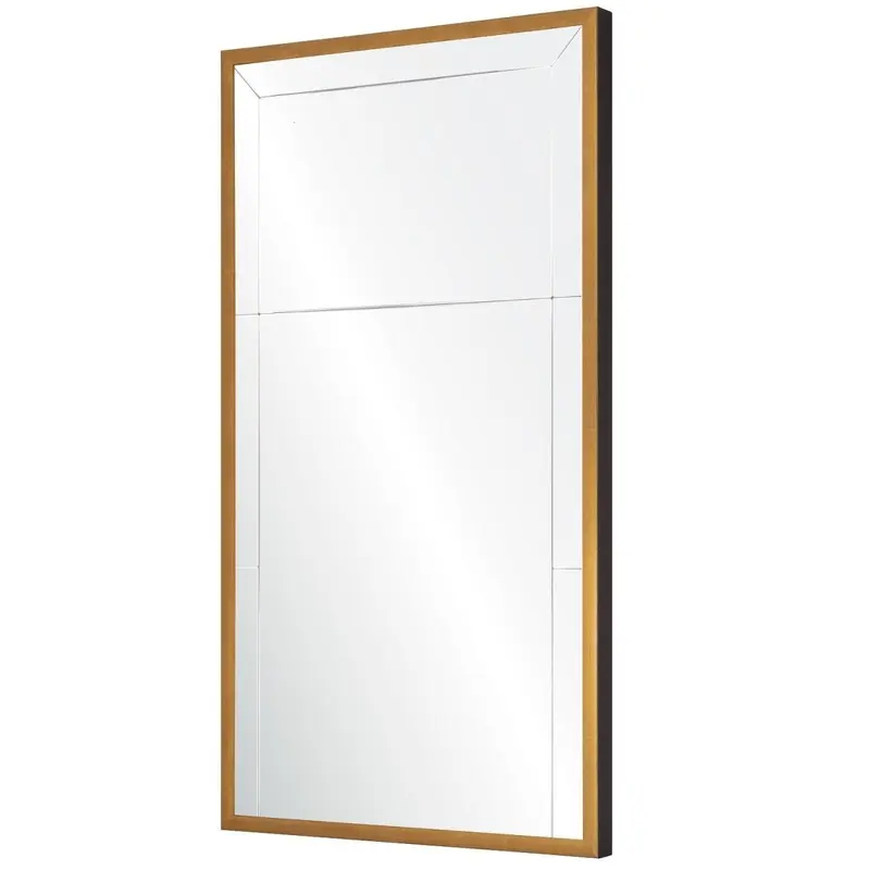 Rectangular Gold Leaf & Walnut Panel Wall Mirror by Mirror Home