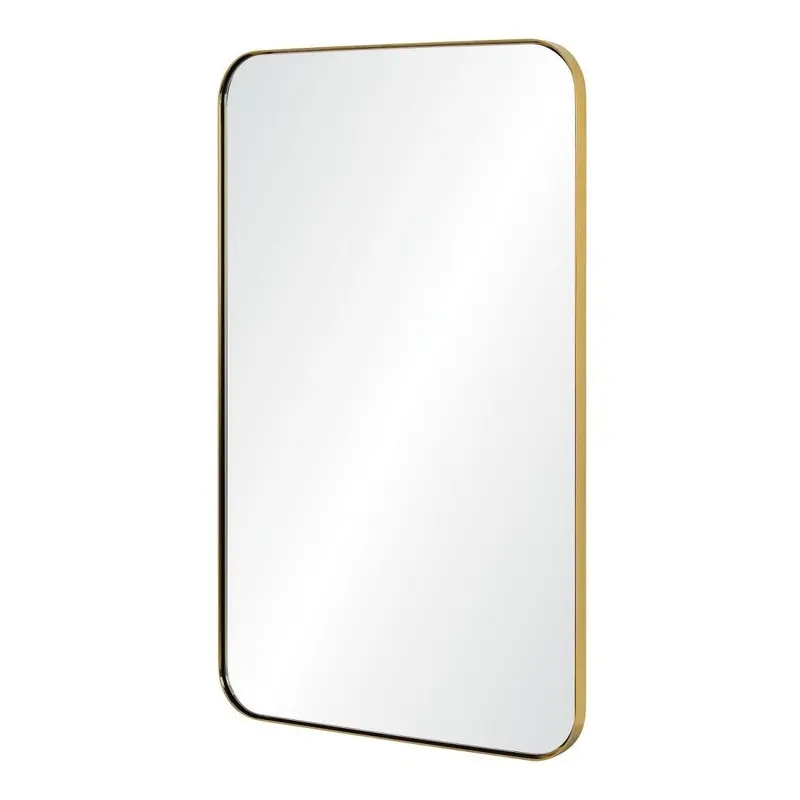 Brass Rectangular Mirror with Rounded Corners