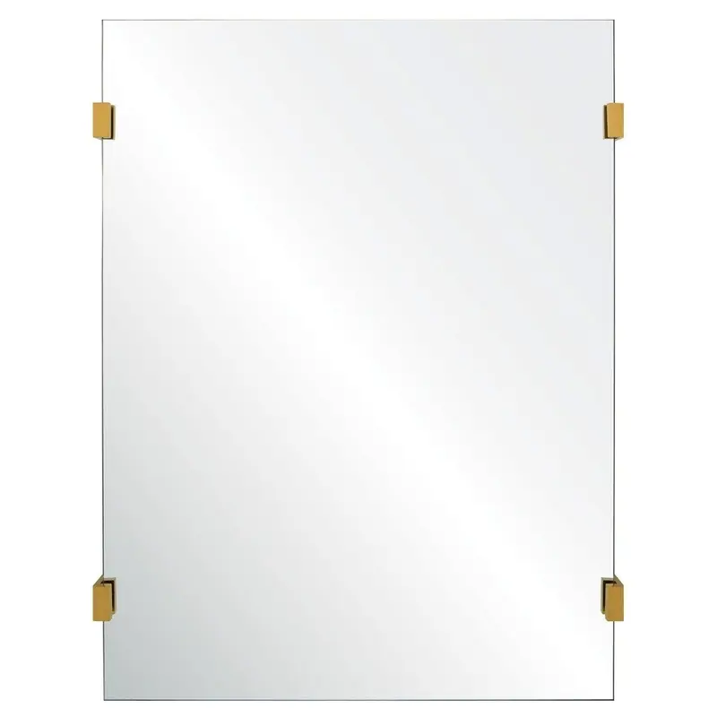 Rectangular Wall Mirror with Burnished Brass Clips by Mirror Home