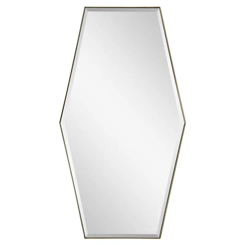 Large Burnished Brass Hexagon Mirror by Mirror Home
