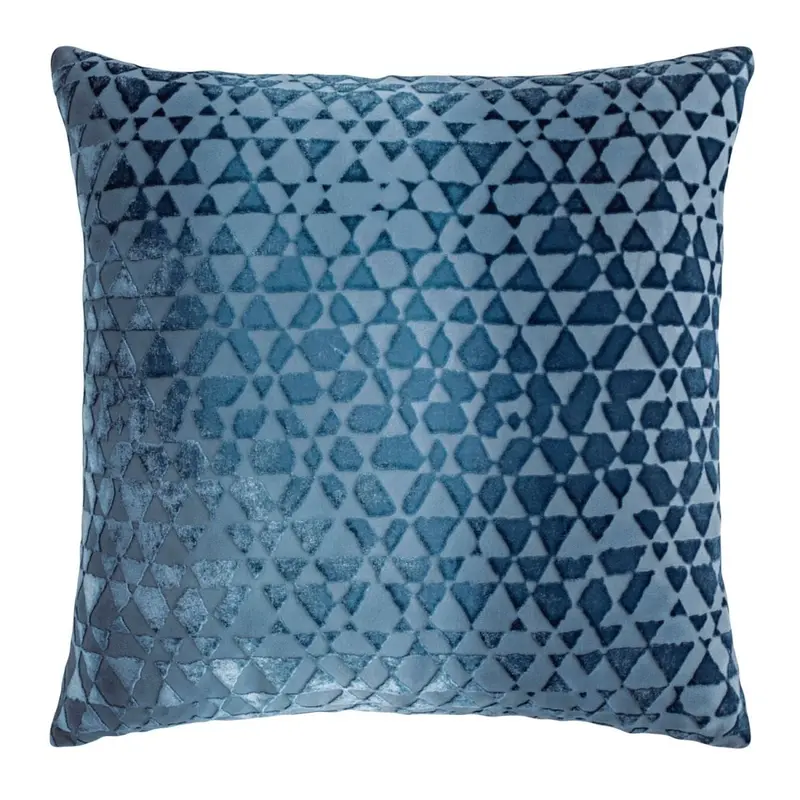 Denim Triangles Velvet Pillows by Kevin O'Brien Studio
