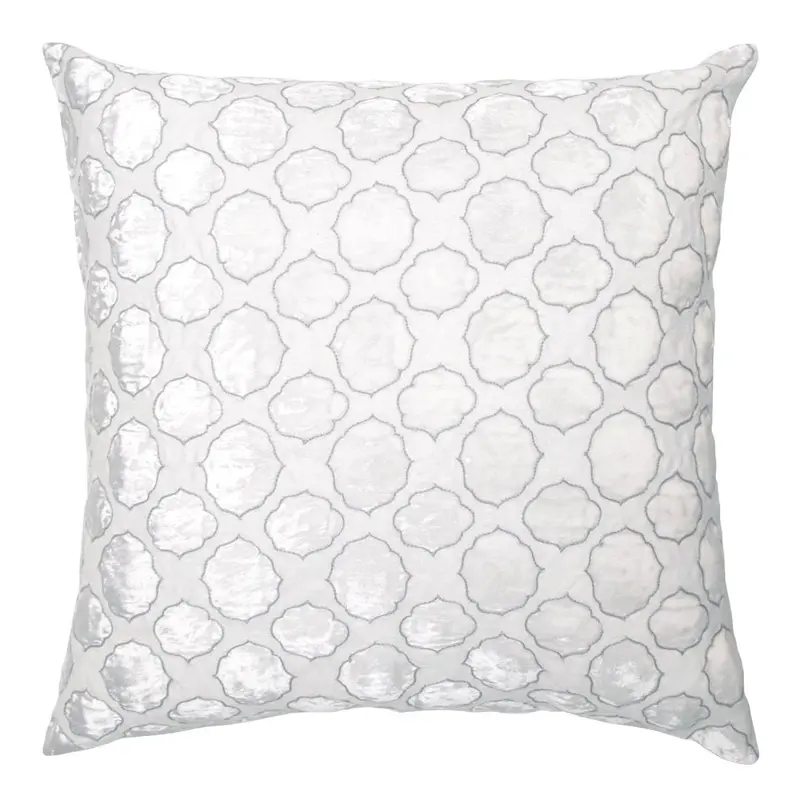 Grey Tile Velvet Appliqu Pillow by Kevin O'Brien Studio