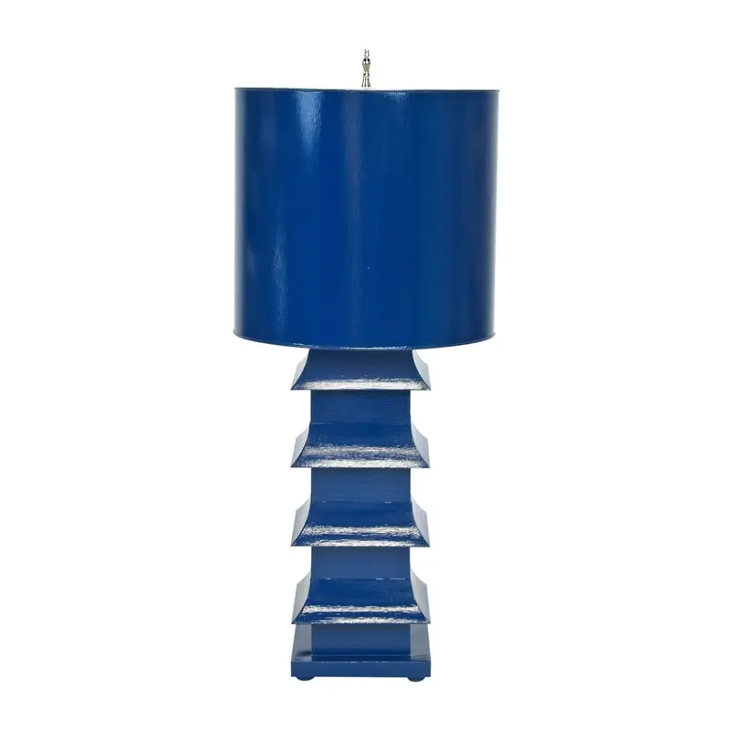 Large Navy Pagoda Lamp by Worlds Away