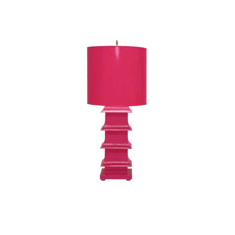 Large Pink Pagoda Lamp by Worlds Away