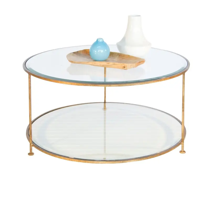 Rollo Gold Round Coffee Table by Worlds Away