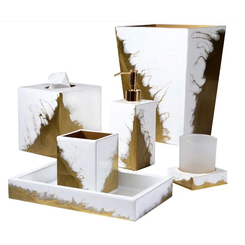 Lava Pure White & Gold Bath Accessories by Mike + Ally