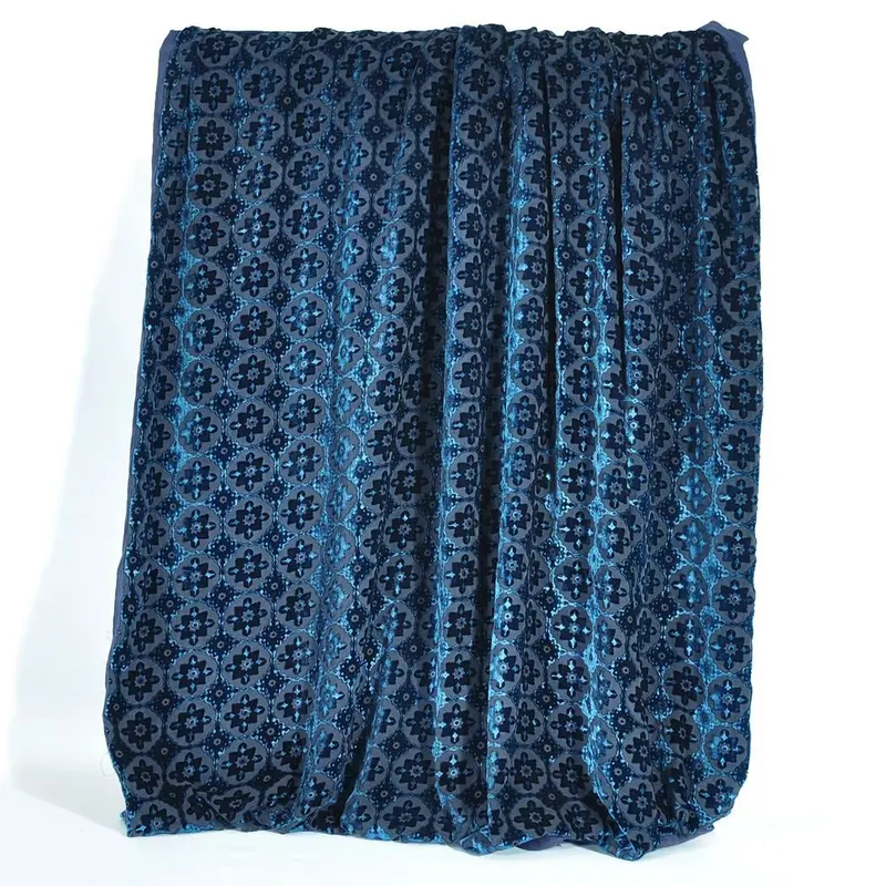 Cobalt Black Small Moroccan Velvet Throw