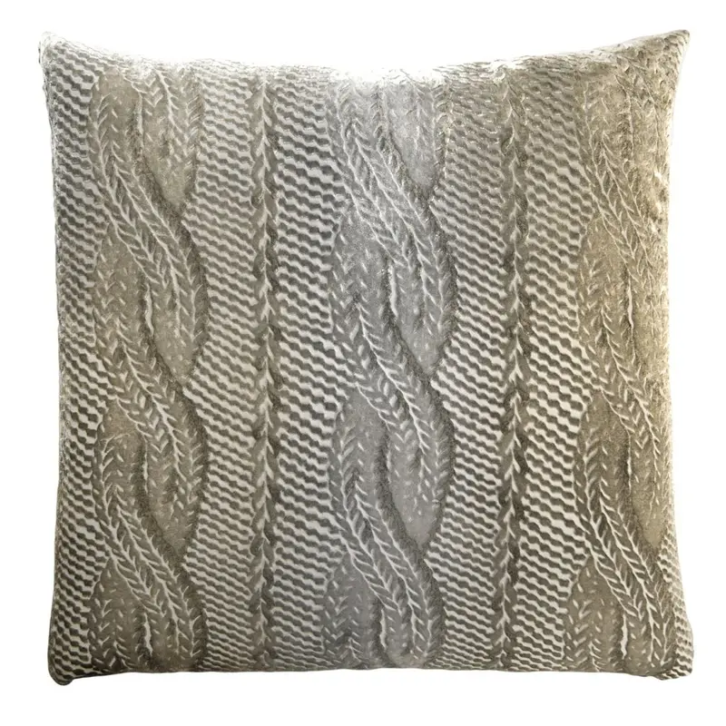Nickel Cable Knit Velvet Pillow by Kevin O'Brien Studio