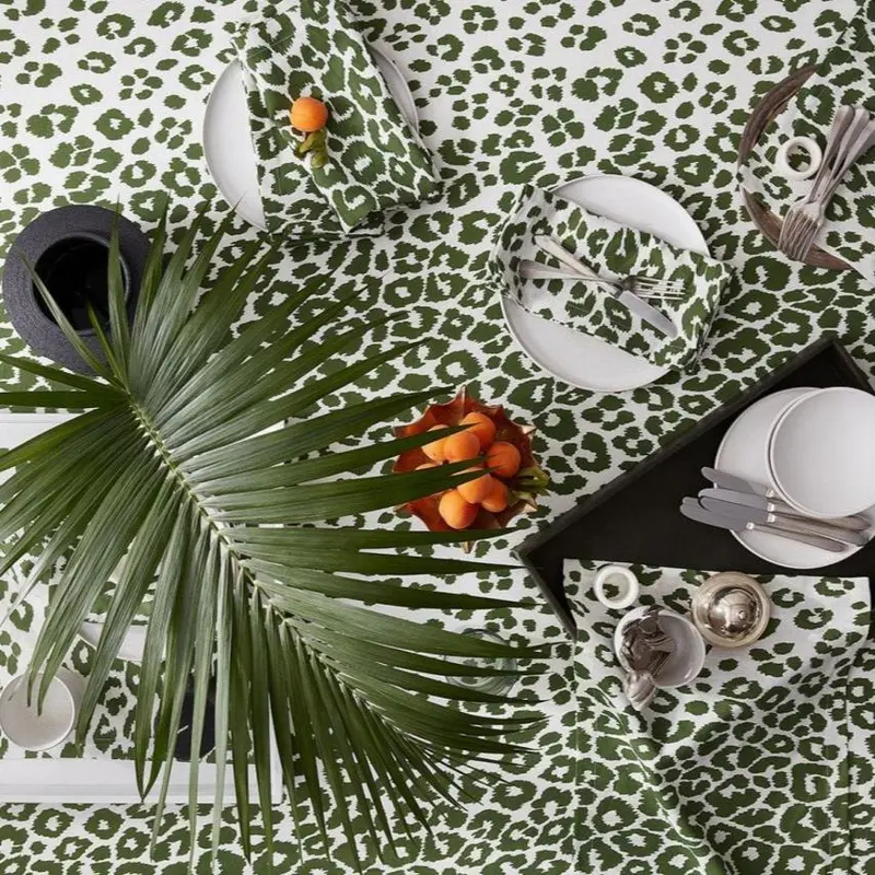 Iconic Leopard Green Table Linens by Matouk | Schumacher