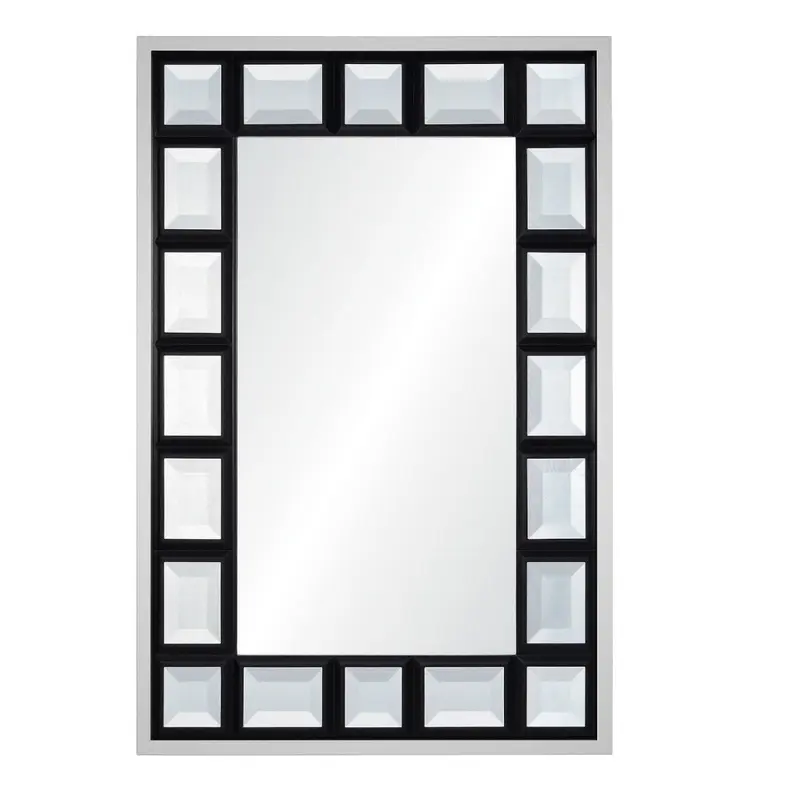 Hannah Black & Polished Stainless Steel Wall Mirror by Suzanne Kasler