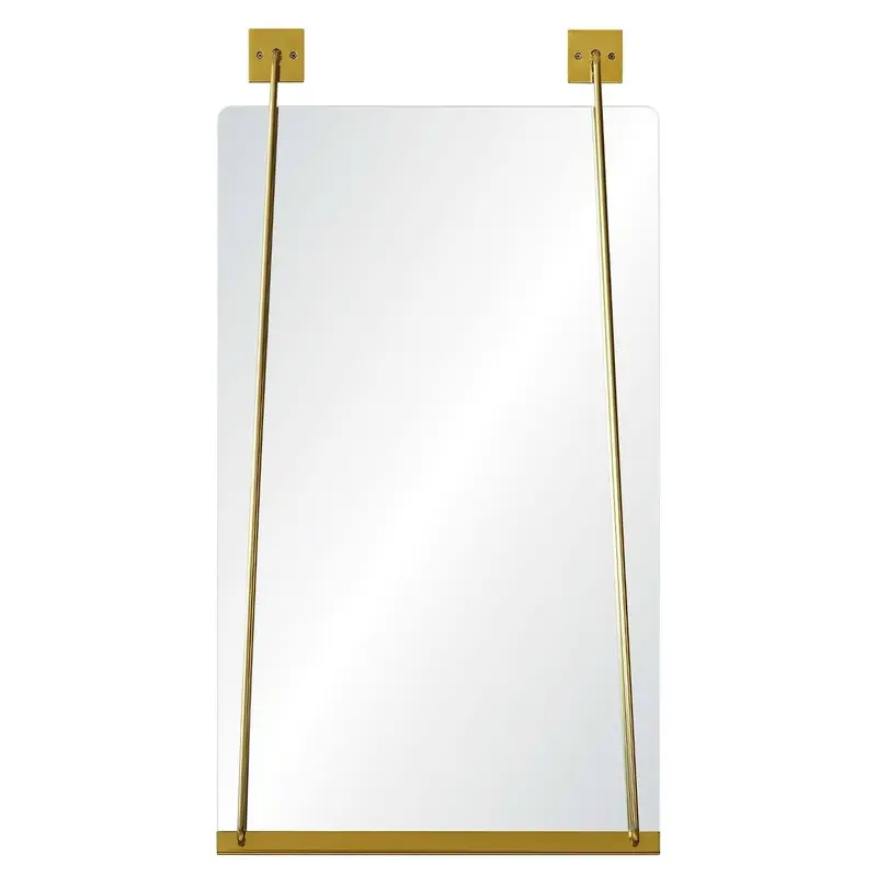 Burnished Brass Mirror with Decorative Mounting Plates