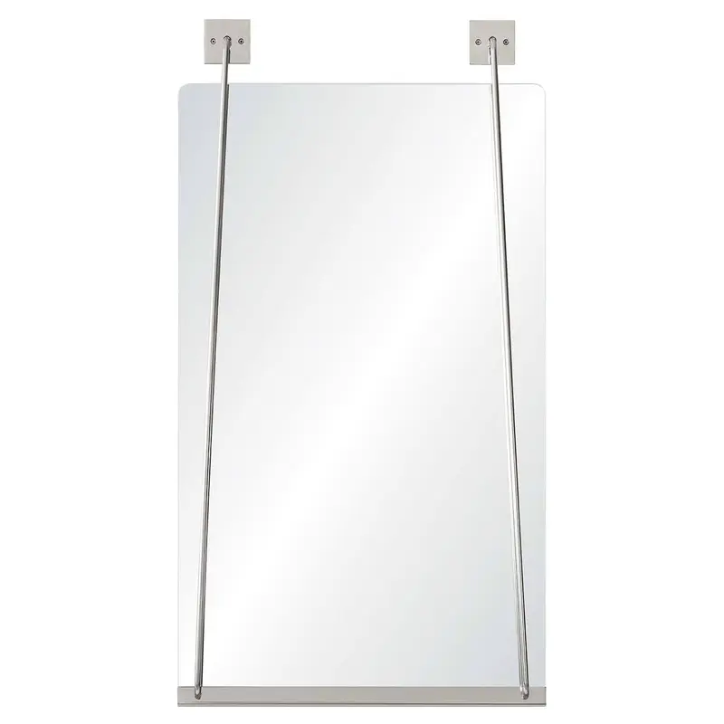 Polished Stainless Steel Mirror w. Decorative Mounting Plates