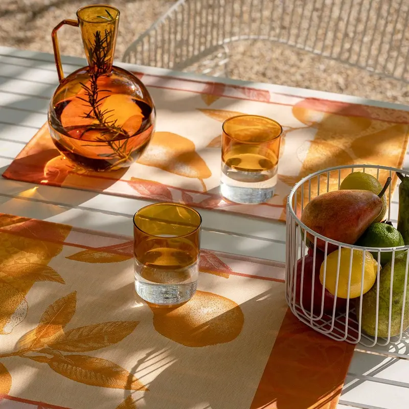 Arrire-Pays Orange Table Linens by Le Jacquard Franais