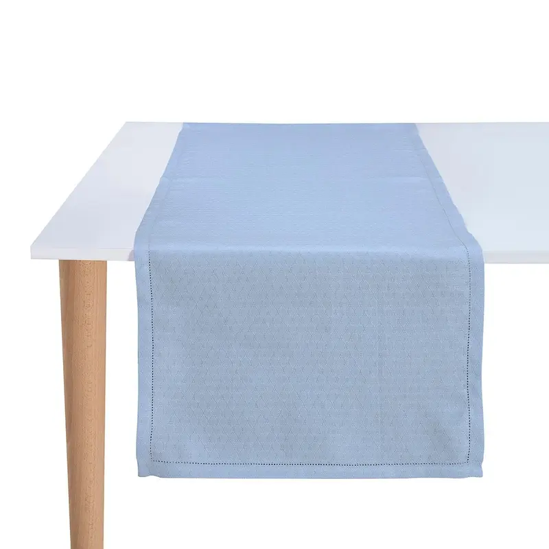 Portofino Geo Blue Table Runner by Le Jacquard Franais