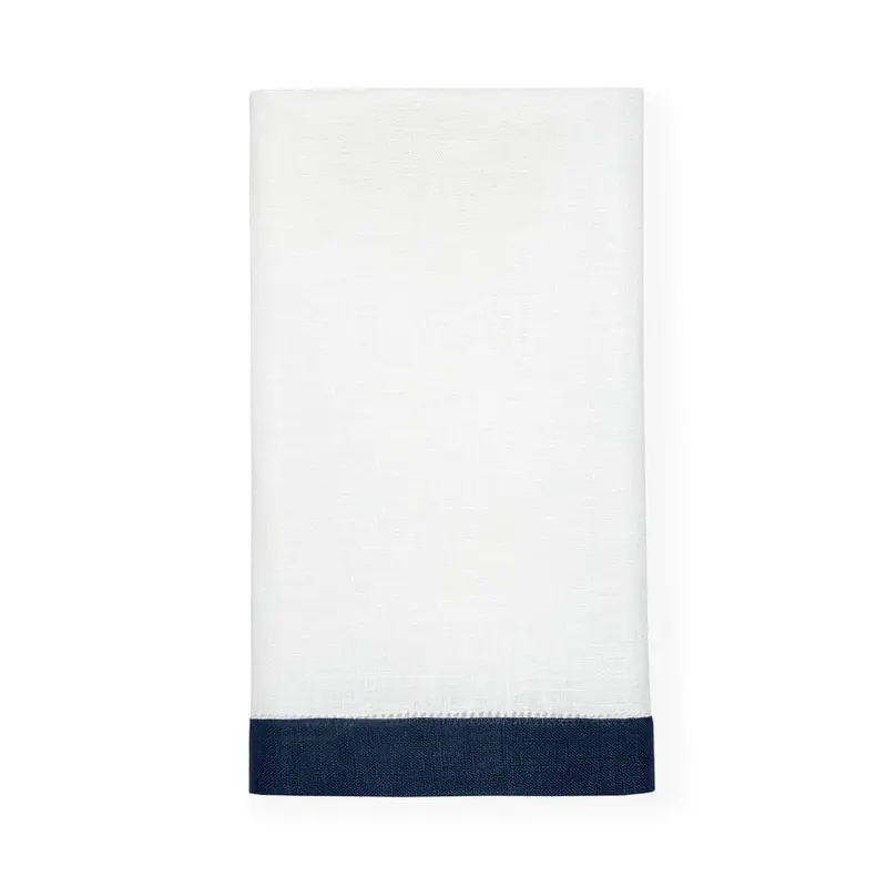 Filo White & Navy Linen Guest Towels by Sferra