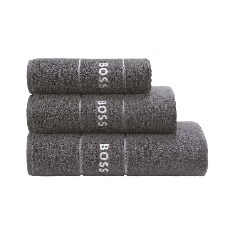 Plain Graphite Bath Towels by Hugo Boss