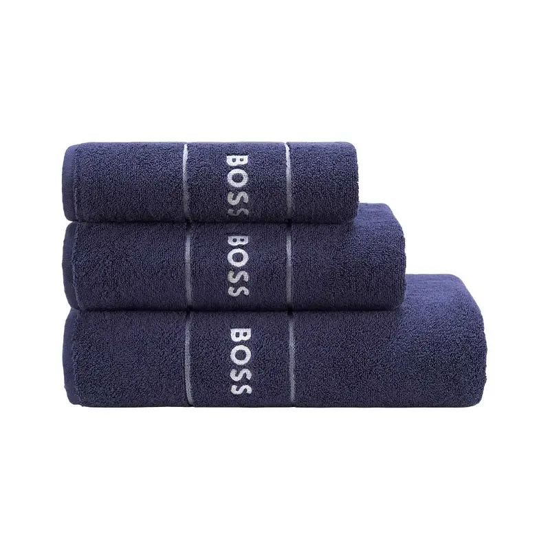 Plain Navy Bath Towels by Hugo Boss