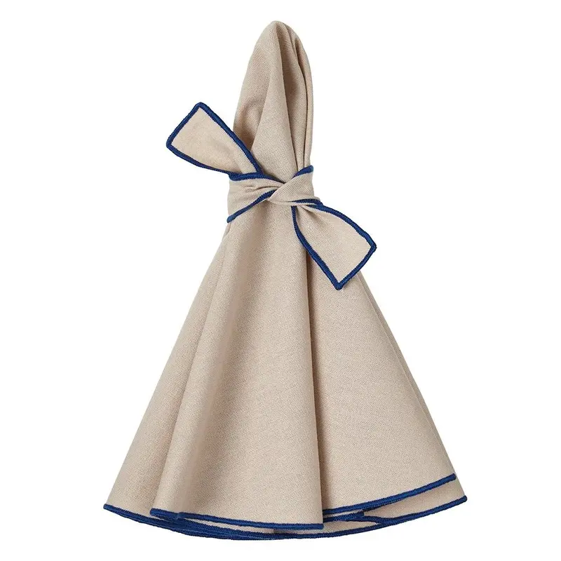 Napa Beige & Navy Round Napkins by Mode Living
