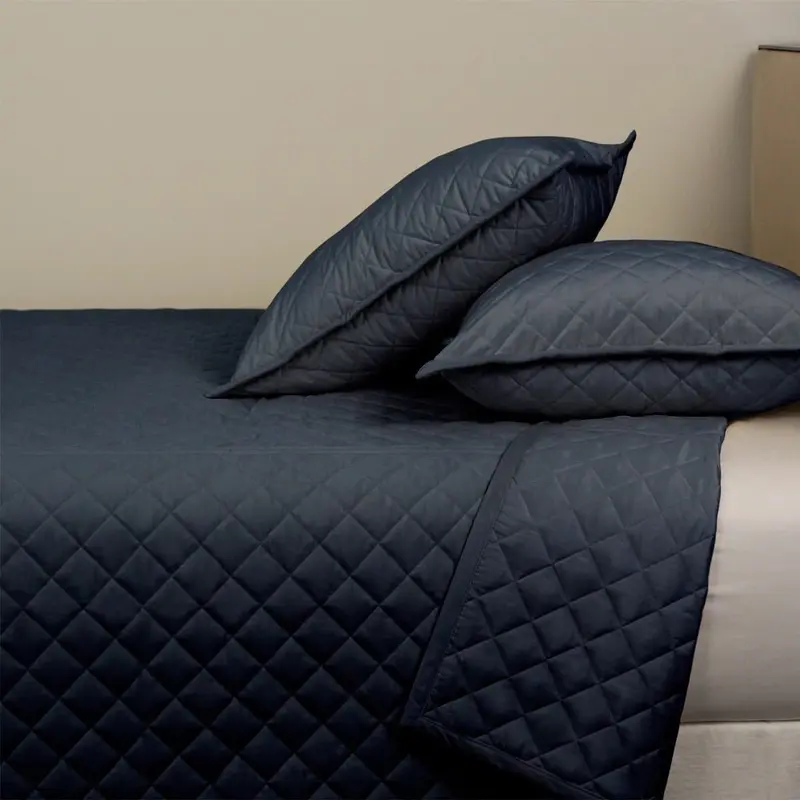Velvet Coverlet Set in Navy Blue by Ann Gish