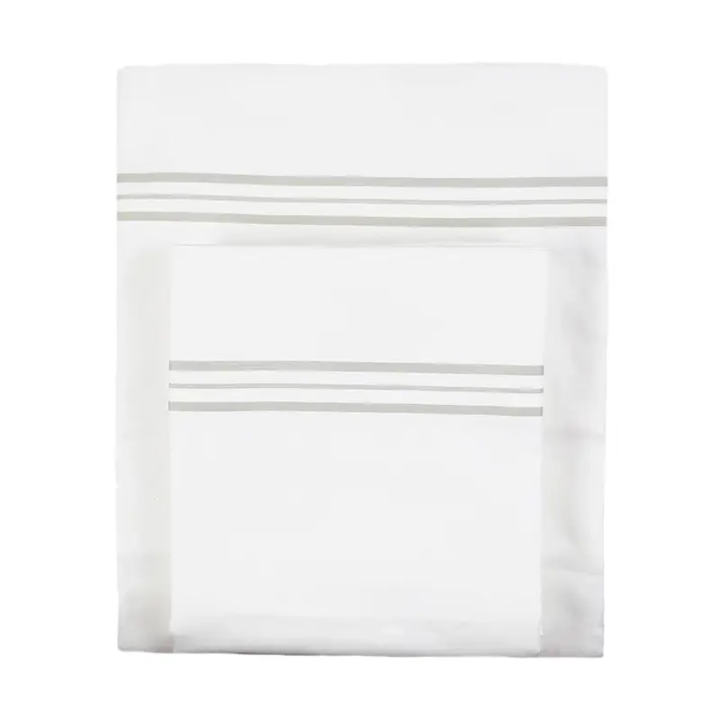 Hem Stripe White & Taupe Sheet Sets by Ann Gish