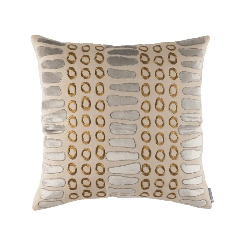 Peru Square Pillow Dark Sand / Platinum / Gold 24x24