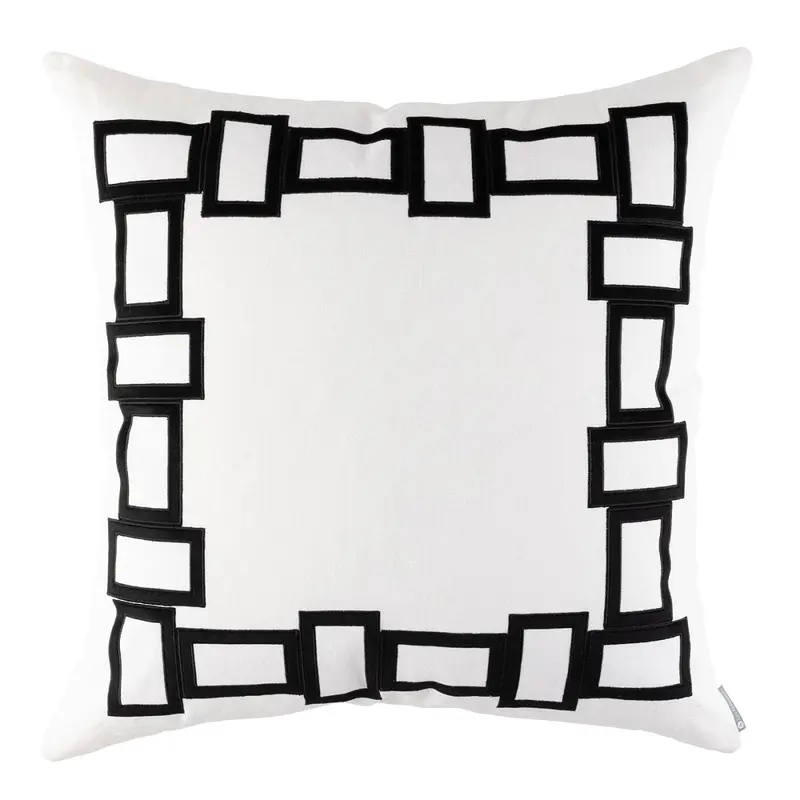 Peru Euro Border Pillow White / Black 28x28