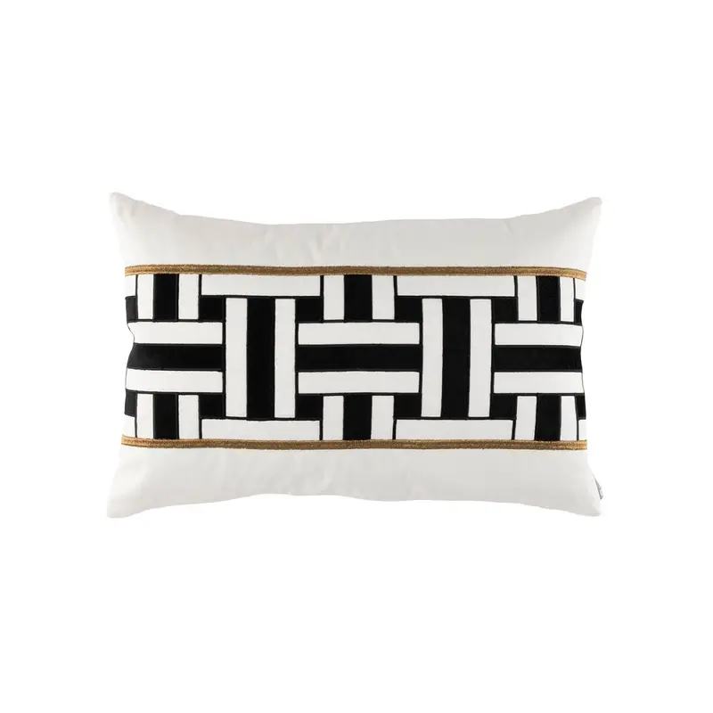 Tommy Sm Rectangle Pillow Ivory / Black / Gold 14x22