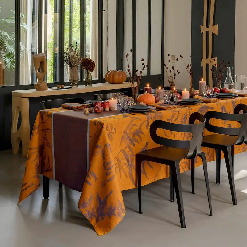 Voliere Blue Table Linens by Le Jacquard Francais