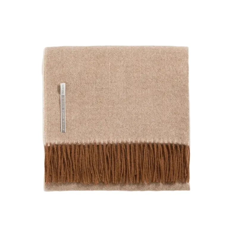 Alicia Adams Alpaca Throw in Cognac Herringbone